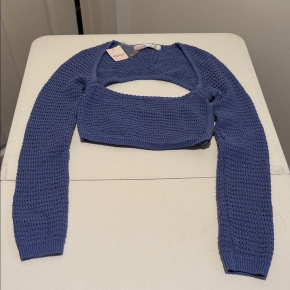 NWT Free People FP Beach Collection Purple Knit Shrug Long Sleeve Vacation Ready - Picture 3 of 13